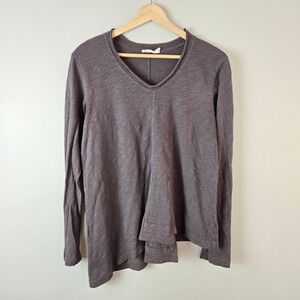 Wilt Cotton Top Womens Medium Stone Slub knit Asymmetrical‎ hem Lagenlook Casual